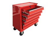 กล่องเครื่องมือสีแดง 24 &quot;5 ลิ้นชักบนล้อ Spcc Cold Steel Tool Storage with EVA Mat